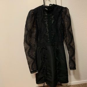 self-portrait lace appliqué dress